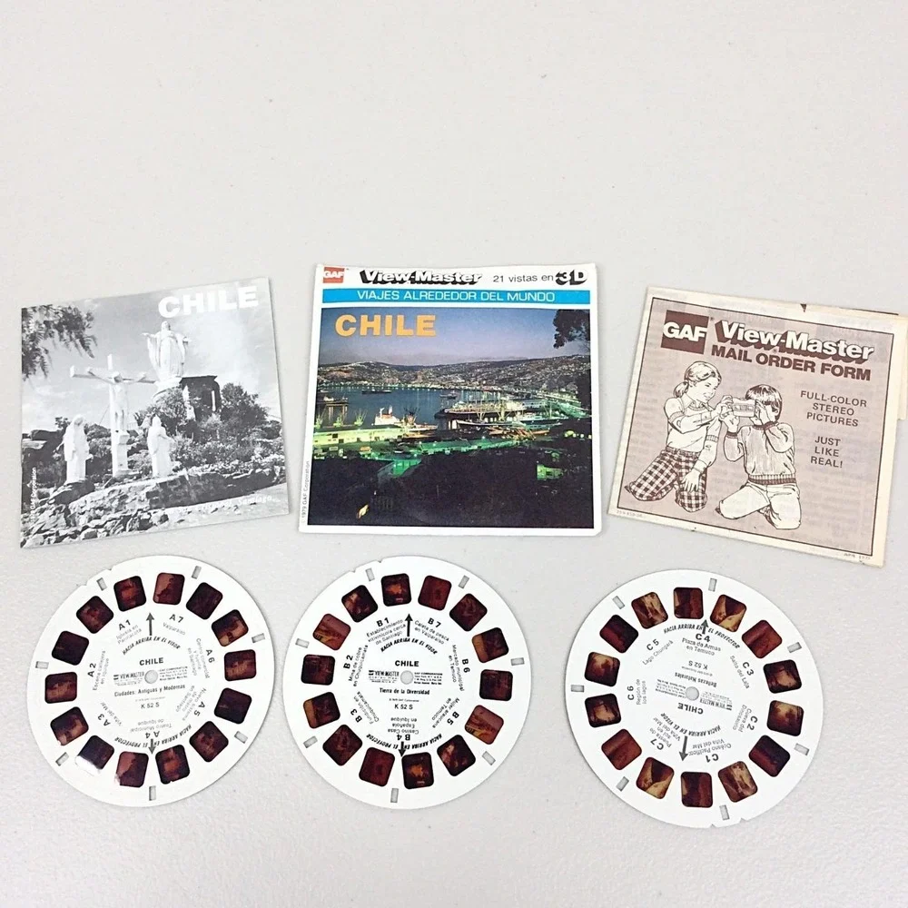 VTG View Master GAF 1979 Chile K52S Viajes Alrededor Del Mundo 3 Reel Set